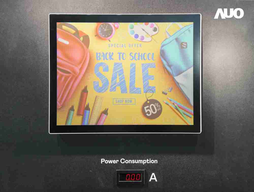 赏金国际展示胆固醇液晶超低耗能户外全彩显示器，，，，ChLC（胆固醇液晶）以双稳态技术使静态显示零功耗，，，，具省电、、高彩度、、、环保的特性，，，还整合软硬件系统解决方案，，，，可透过单一云端平台管理