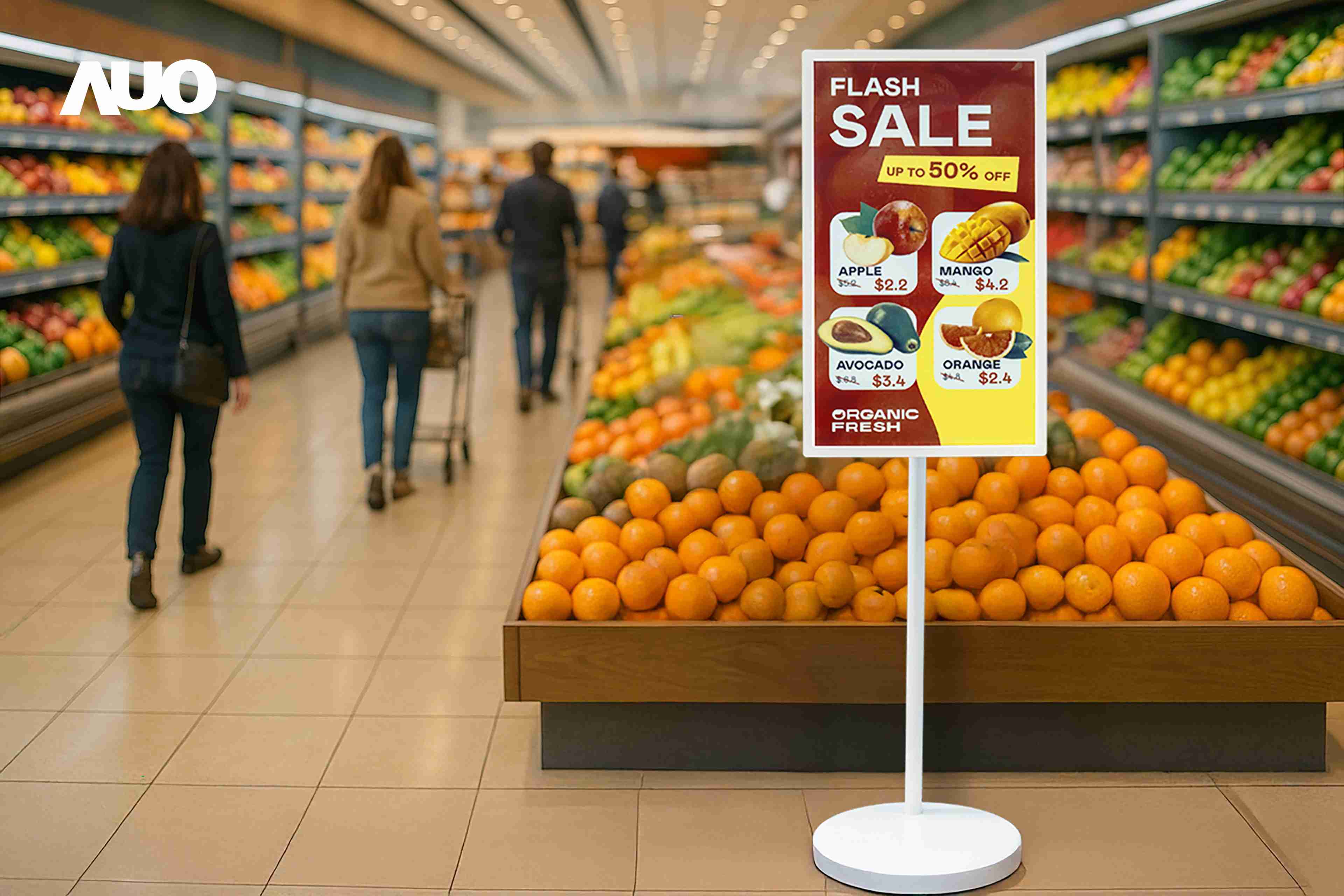 达擎首亮相低功耗、、全彩的〝aecoPost电子纸解决方案〞，，，，仅在更新画面时需要微量的电力驱动，，，无需布建电线的便捷设计，，，，使其可灵活应用、、、、随意置放，，，，并可透过云端或行动装置app，，轻松管理及排程广告内容，，晋升店头营销利器。。